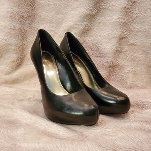 Bakers Black Leather High Heels
